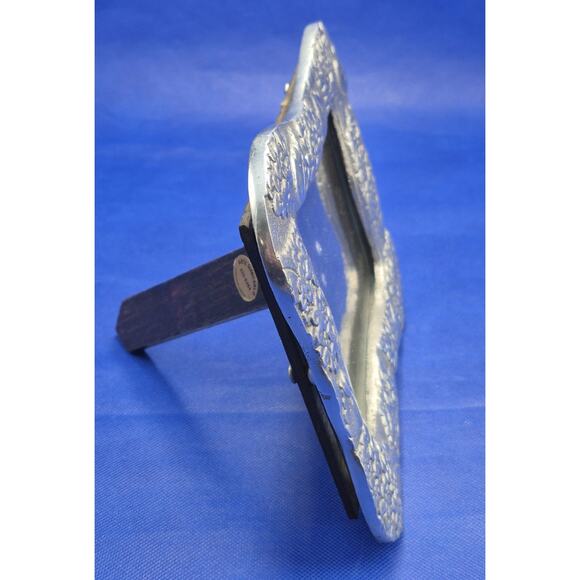 Vtg Arte Giancarlo Honduras Pewter Picture Frame Floral Design Wood Back 9x7" - Picture 4 of 7